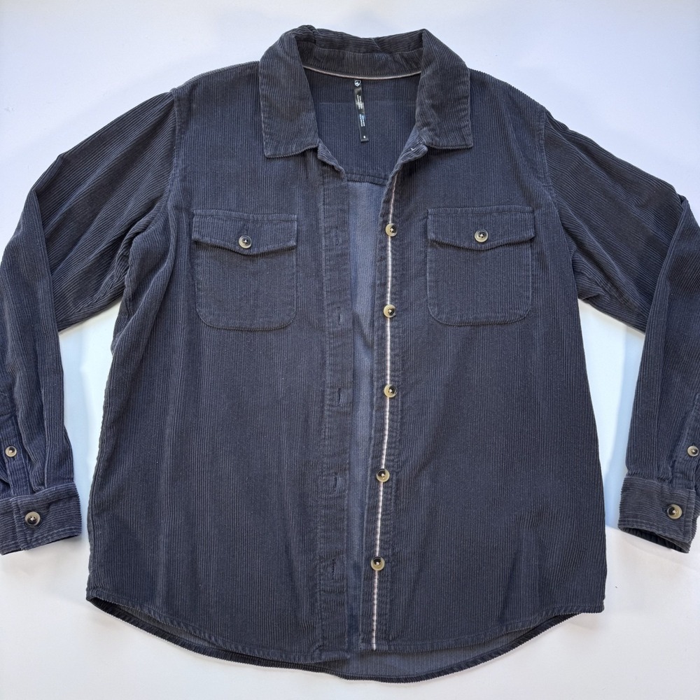 KUHL Tallula Cord Oversized Corduroy Button Up Overshirt Womens Small Blue